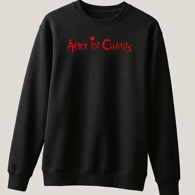 Bold typography of Alice In Chains on a red — printed on a unisex sweatshirt