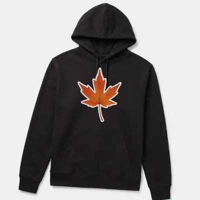 Watercolor design of an Amur maple leaf in orange, yellow, and brown — printed on a unisex hoodie