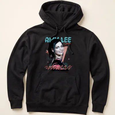 Retro fan t-shirt featuring Amy Lee's name in nostalgic colors — printed on a unisex hoodie