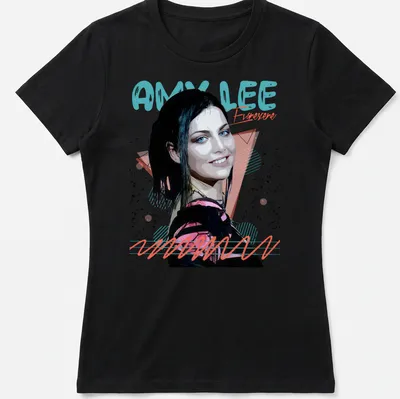 Retro fan t-shirt featuring Amy Lee's name in nostalgic colors — printed on a women's shirt
