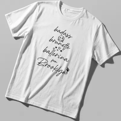 Modern script design of a badass brunette ballerina from Brooklyn