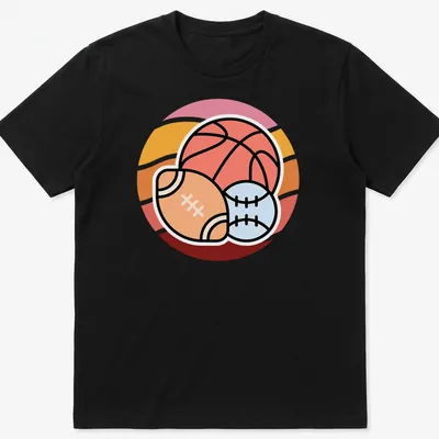 Kawaii line-art sports balls: basketball, football, and baseball with cute faces