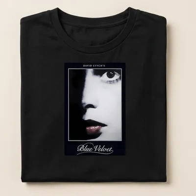 Artistic portrait t-shirt featuring Blue Velvet and David Lynch's name — printed on a women's shirt