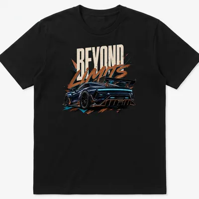 Dynamic graphic of a car in motion with the text Beyond Limits