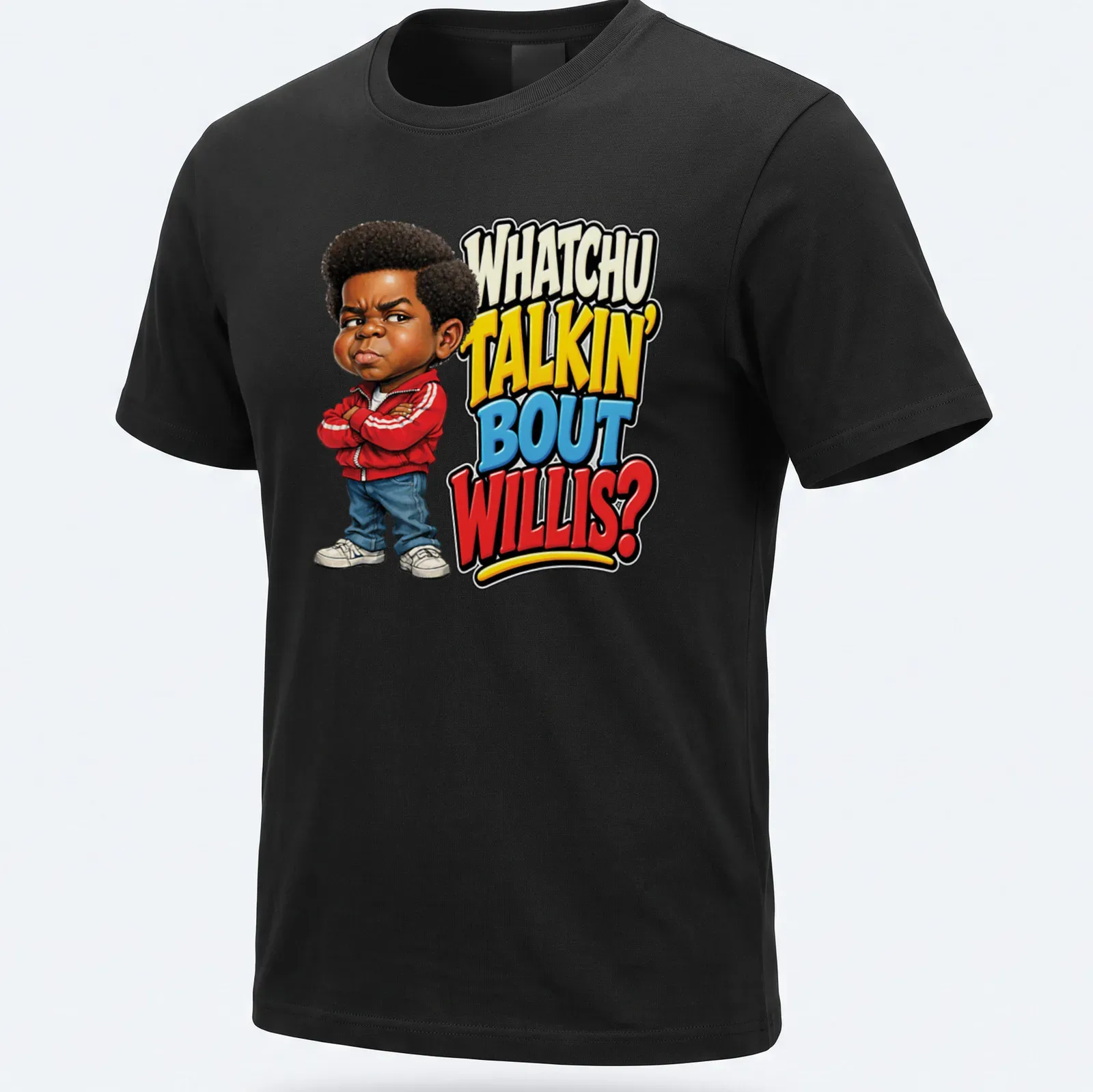 Colorful cartoon character design with humorous text, perfect for fans of retro TV — printed on a unisex t-shirt