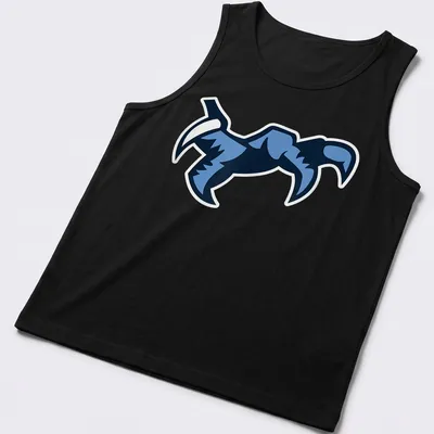 Stylized graphic of an eagle flying in shades of blue — printed on a tank top