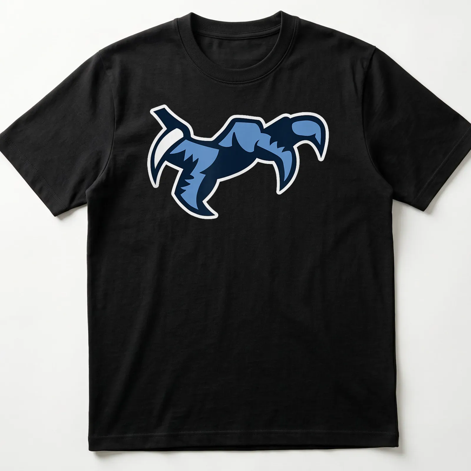 Stylized graphic of an eagle flying in shades of blue — printed on a unisex t-shirt
