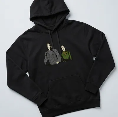 Illustrative t-shirt featuring two characters and the text 'Best Friendsss' in black and green — printed on a unisex hoodie