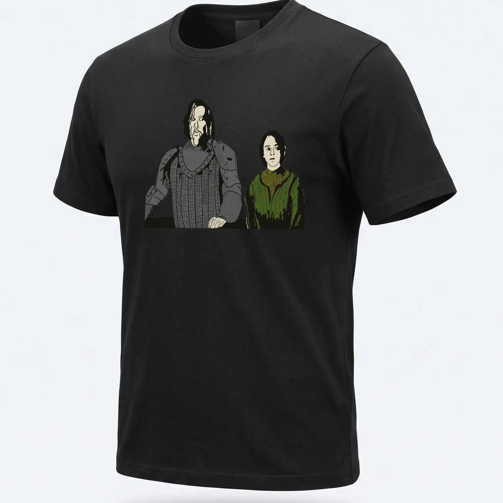 Illustrative t-shirt featuring two characters and the text 'Best Friendsss' in black and green — printed on a unisex t-shirt