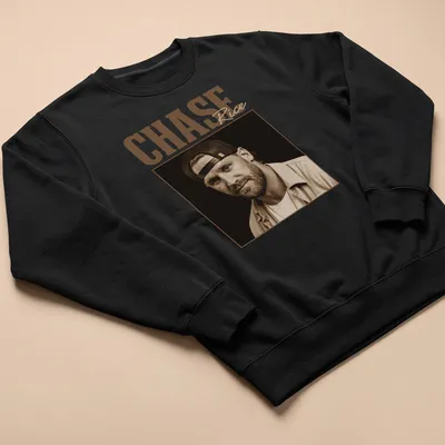 Vintage sepia Chase Rice t-shirt with brown and beige colors — printed on a unisex sweatshirt