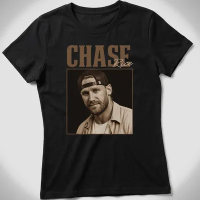 Vintage sepia Chase Rice t-shirt with brown and beige colors — printed on a women's shirt