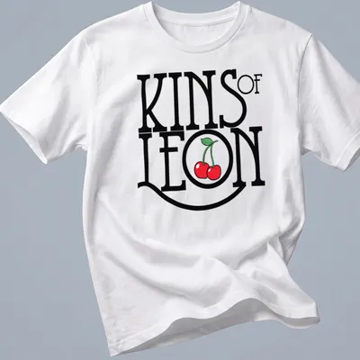 Bold typography t-shirt featuring cherries with KINS of LEON text