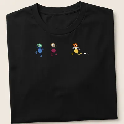 Playful cartoon t-shirt with colorful walking characters and the text Big Walk