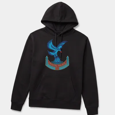 Crystal Palace FC emblemed t-shirt featuring a detailed eagle in blue, red, and white — printed on a unisex hoodie