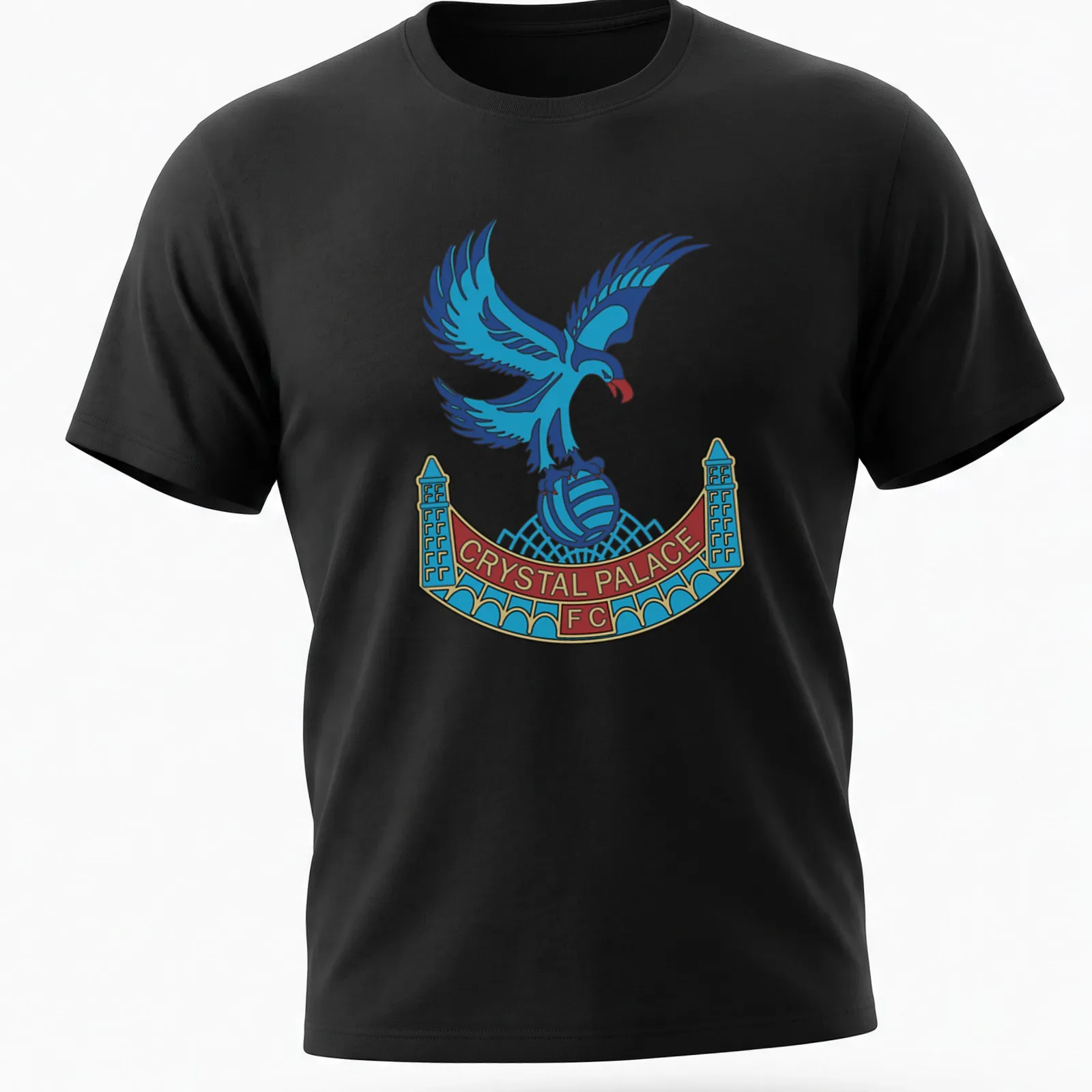 Crystal Palace FC emblemed t-shirt featuring a detailed eagle in blue, red, and white — printed on a unisex t-shirt