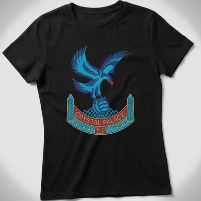 Crystal Palace FC emblemed t-shirt featuring a detailed eagle in blue, red, and white — printed on a women's shirt