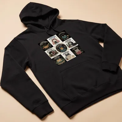 Whimsical graphic featuring introvert cats with text about quietness and solitude — printed on a unisex hoodie