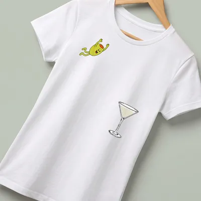 Cartoon olive diving into a dirty martini cocktail with the text 'Dirty Martini Dive' — printed on a women's shirt
