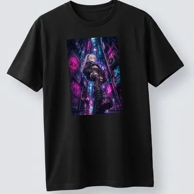Anime-style Cyberpunk girl illustration with 'Game Over' text in vibrant colors