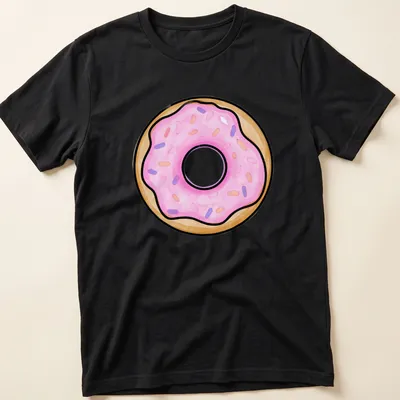 Watercolor shirt featuring a donut with pink icing and colorful sprinkles