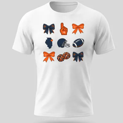 Kawaii-style football helmet with cheer bows and Illinois shape, featuring #1 text