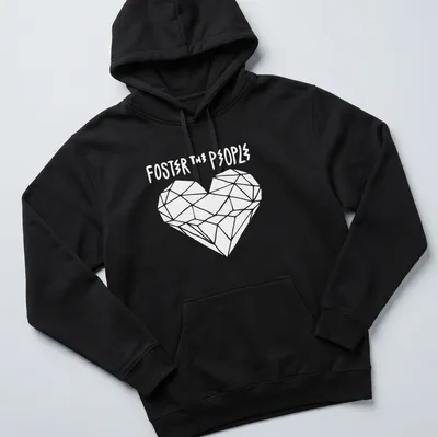 Simple typography shirt featuring the text Foster The People in black on white — printed on a unisex hoodie