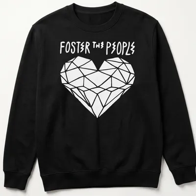 Simple typography shirt featuring the text Foster The People in black on white — printed on a unisex sweatshirt