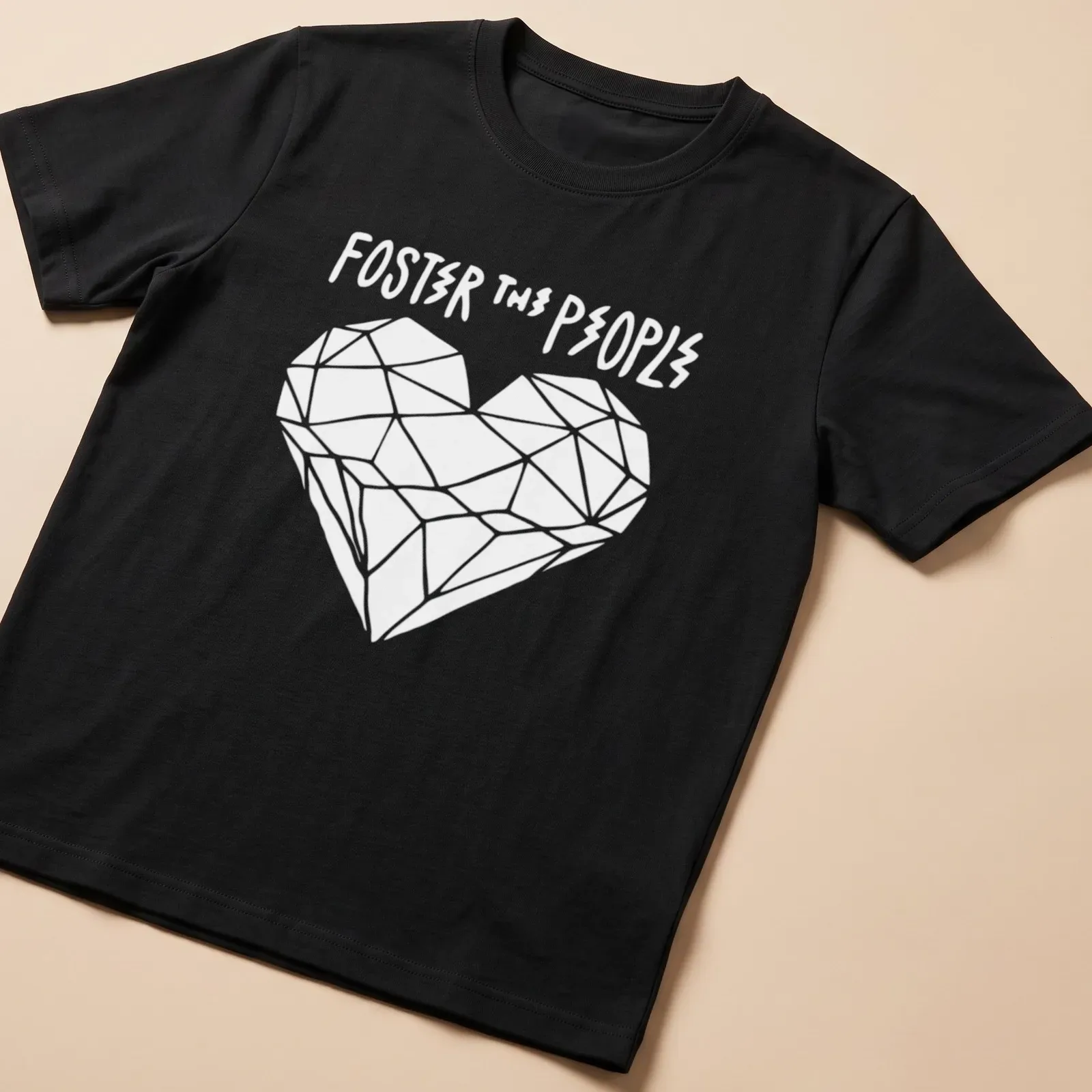 Simple typography shirt featuring the text Foster The People in black on white — printed on a unisex t-shirt