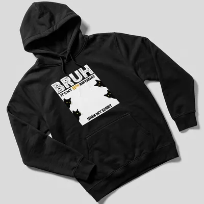 Illustration of playful black cats with a big '11TH' birthday text — printed on a unisex hoodie