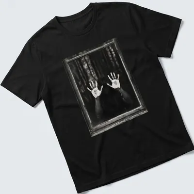Illustration of ghostly hands emerging from a dark background in monochrome.