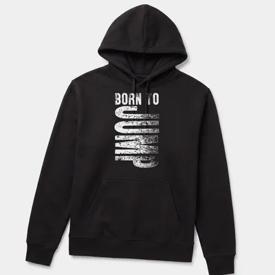 Bold typography t-shirt proclaiming 'Born To Jump' in black and white — printed on a unisex hoodie