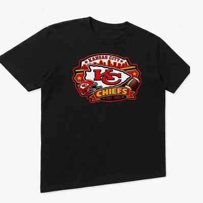 Bold Kansas City Chiefs fan t-shirt featuring established date and team logo — printed on a unisex t-shirt (angled view)