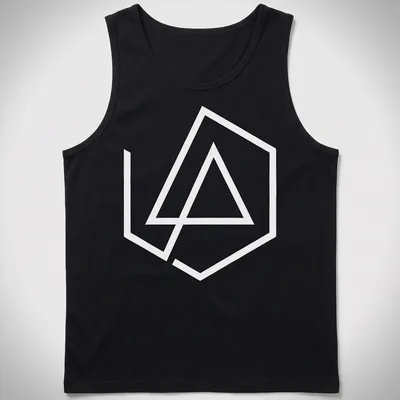Minimalist black and white Linkin Park logo on — printed on a tank top