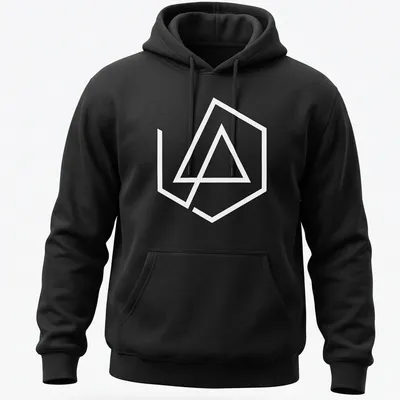 Minimalist black and white Linkin Park logo on — printed on a unisex hoodie