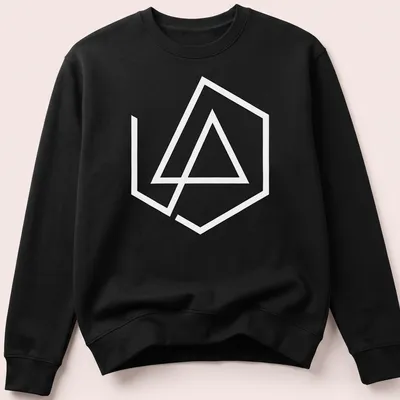 Minimalist black and white Linkin Park logo on — printed on a unisex sweatshirt