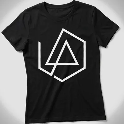 Minimalist black and white Linkin Park logo on — printed on a women's shirt