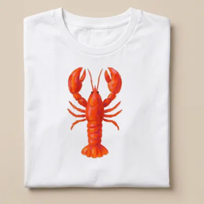 Colorful illustration of a lobster in red and orange tones