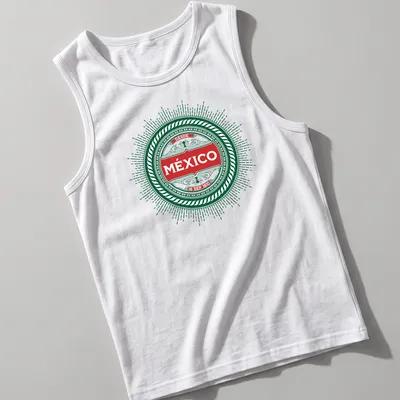 Vintage style t-shirt featuring the text 'DESDE MéXICO 16 SEP 1810' with a patriotic emblem. — printed on a tank top
