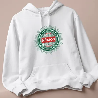 Vintage style t-shirt featuring the text 'DESDE MéXICO 16 SEP 1810' with a patriotic emblem. — printed on a unisex hoodie