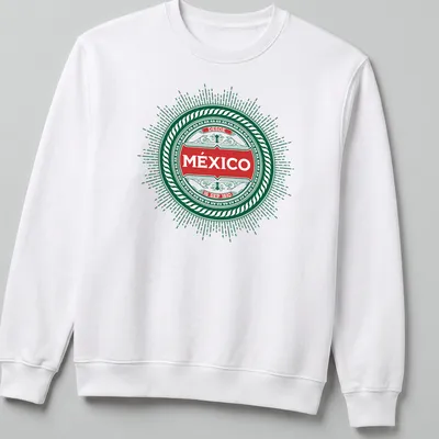 Vintage style t-shirt featuring the text 'DESDE MéXICO 16 SEP 1810' with a patriotic emblem. — printed on a unisex sweatshirt