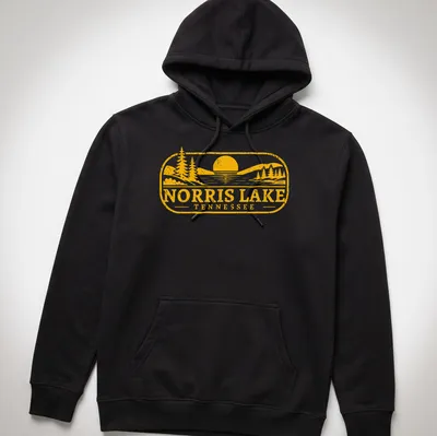 Vintage-style Norris Lake Tennessee t-shirt with nostalgic design elements — printed on a unisex hoodie