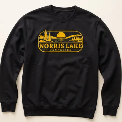 Vintage-style Norris Lake Tennessee t-shirt with nostalgic design elements — printed on a unisex sweatshirt