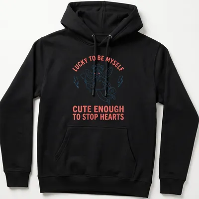 Kawaii nurse fairy t-shirt with playful text about hearts and luck — printed on a unisex hoodie