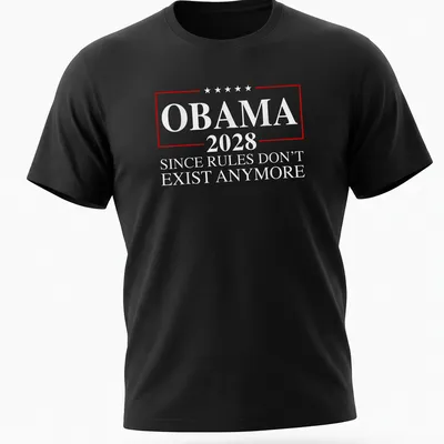 Bold Obama 2028 campaign shirt with direct message on rules