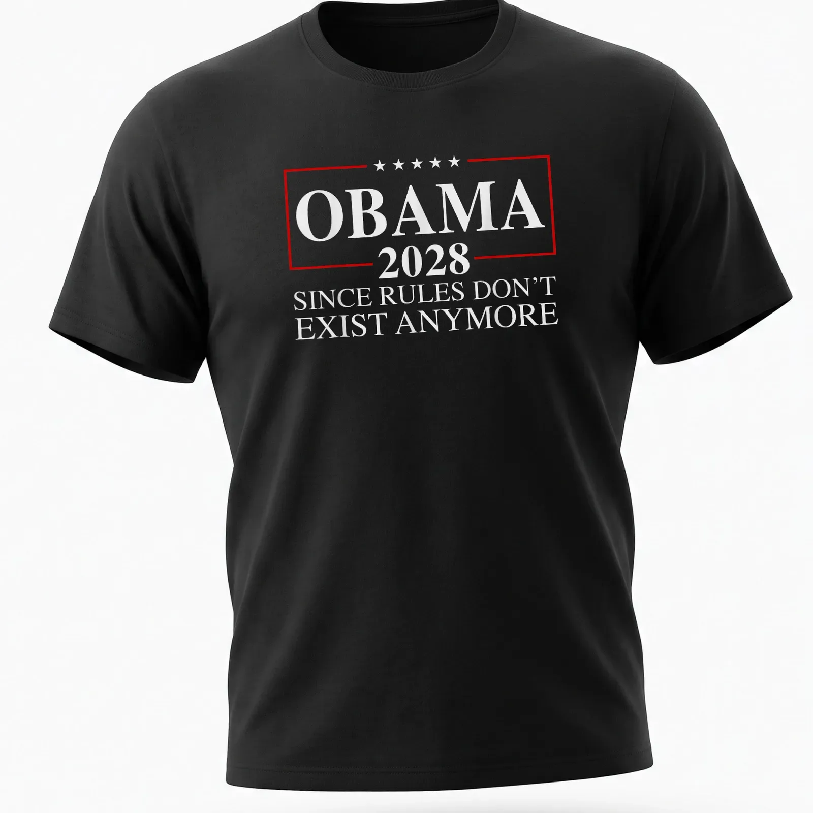 Bold Obama 2028 campaign shirt with direct message on rules — printed on a unisex t-shirt