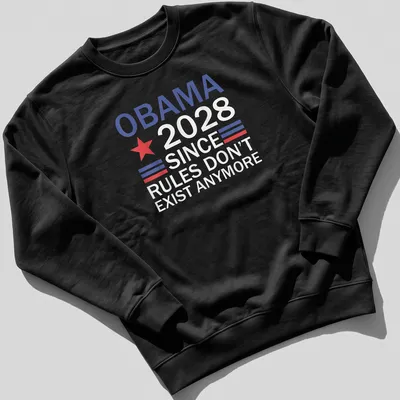 Bold graphic T-shirt featuring a red star and political text about Obama 2028 — printed on a unisex sweatshirt