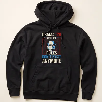 Bold graphic tee featuring Obama ‘28 slogan in red, blue, cream, and white — printed on a unisex hoodie