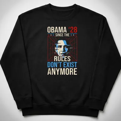 Bold graphic tee featuring Obama ‘28 slogan in red, blue, cream, and white — printed on a unisex sweatshirt