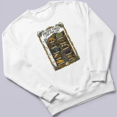 Illustration of tide pool marine life with vibrant colors and detailed design — printed on a unisex sweatshirt