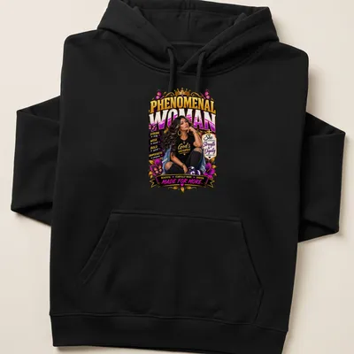 Empowering typography design featuring a Latina woman with a strong message. — printed on a unisex hoodie